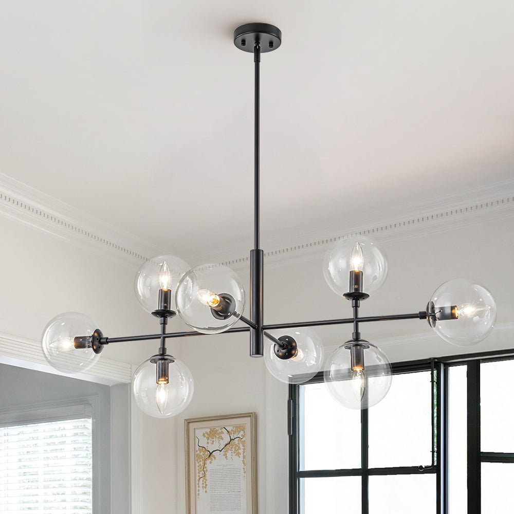 8-Light Linear Sputnik Clear Glass Bubble Chandelier