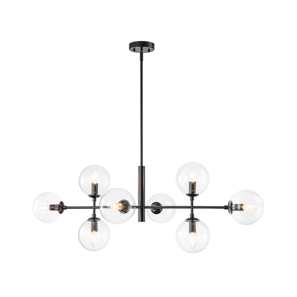 8-Light Linear Sputnik Clear Glass Bubble Chandelier