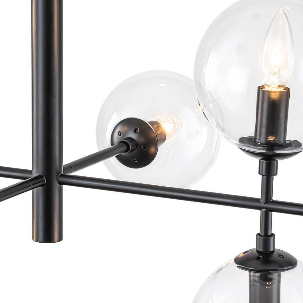 8-Light Linear Sputnik Clear Glass Bubble Chandelier
