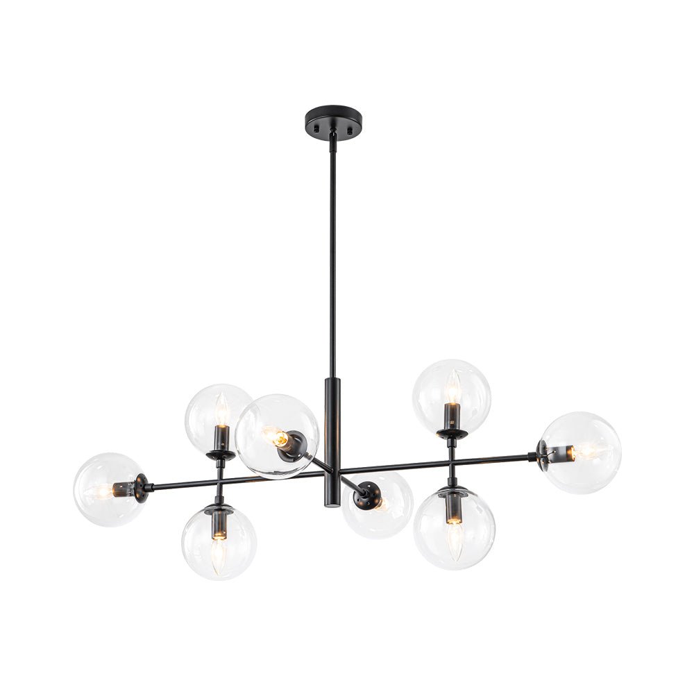 8-Light Linear Sputnik Clear Glass Bubble Chandelier