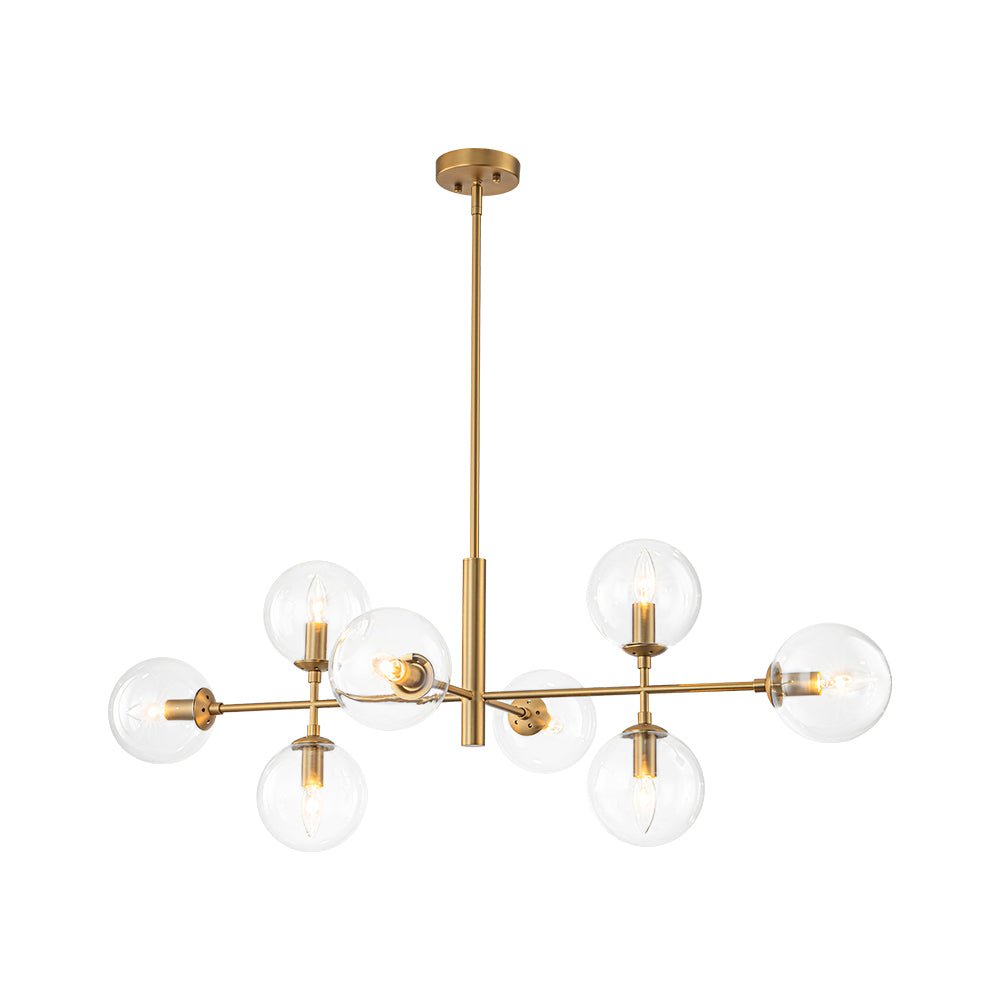 8-Light Linear Sputnik Clear Glass Bubble Chandelier
