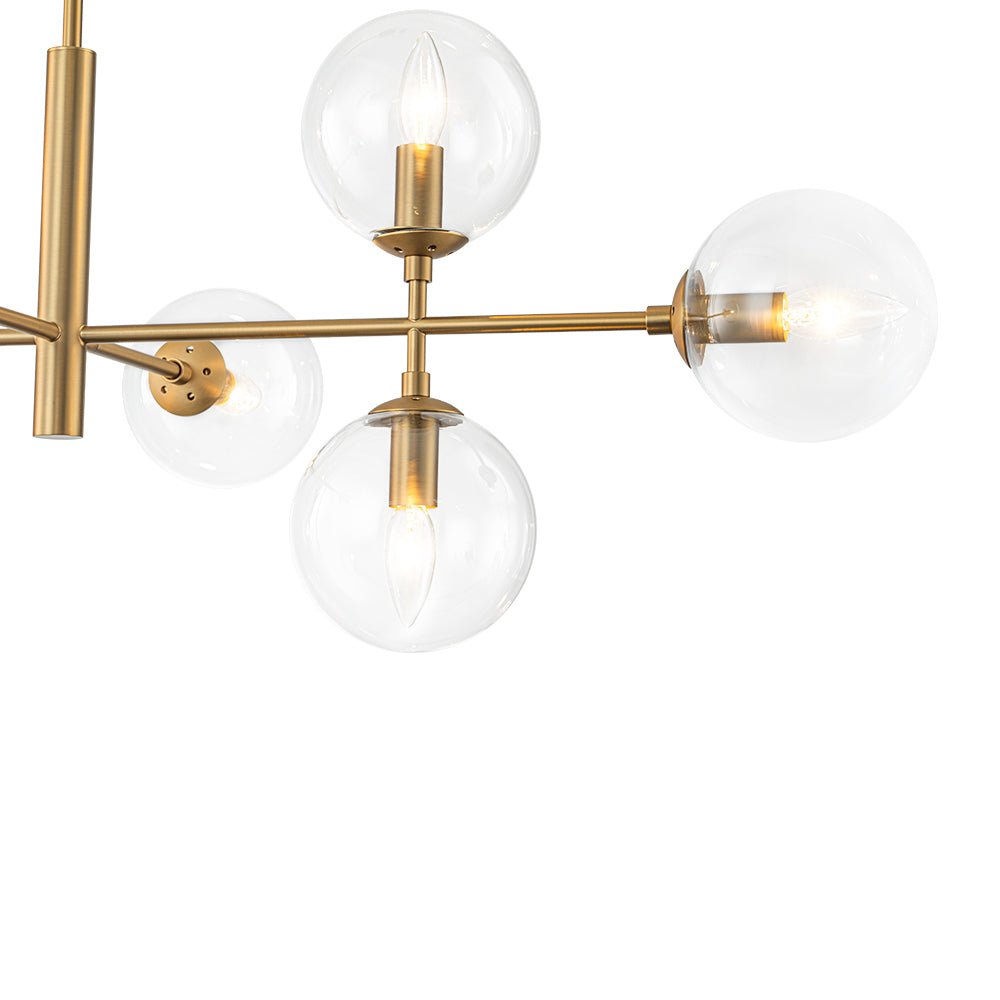 8-Light Linear Sputnik Clear Glass Bubble Chandelier