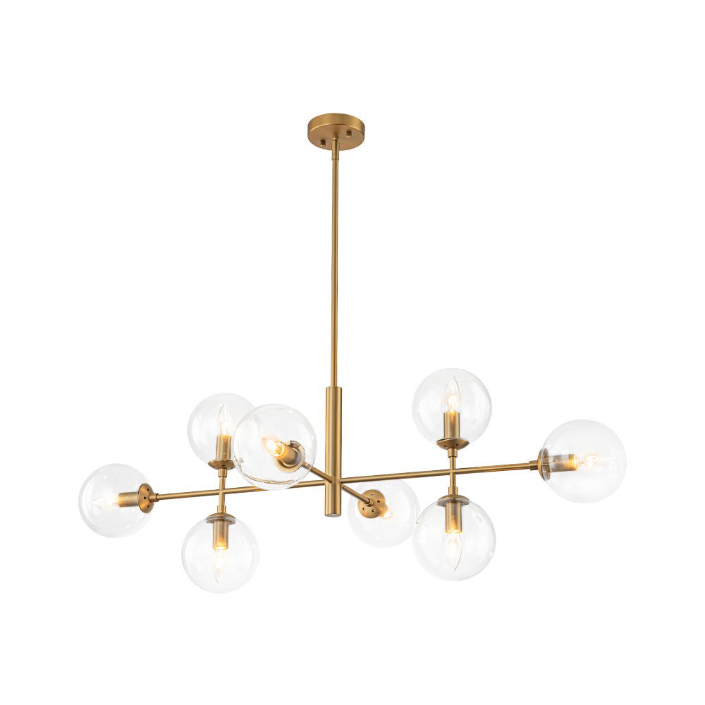 8-Light Linear Sputnik Clear Glass Bubble Chandelier