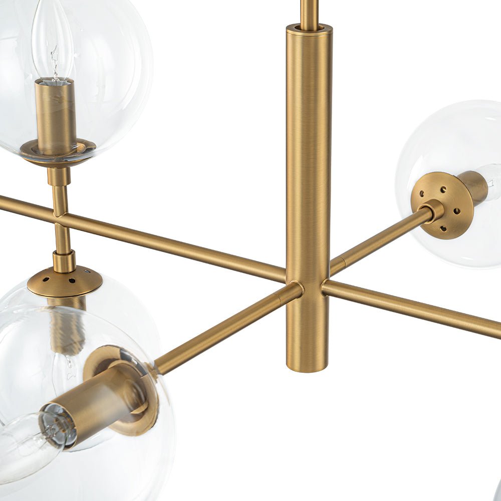 8-Light Linear Sputnik Clear Glass Bubble Chandelier