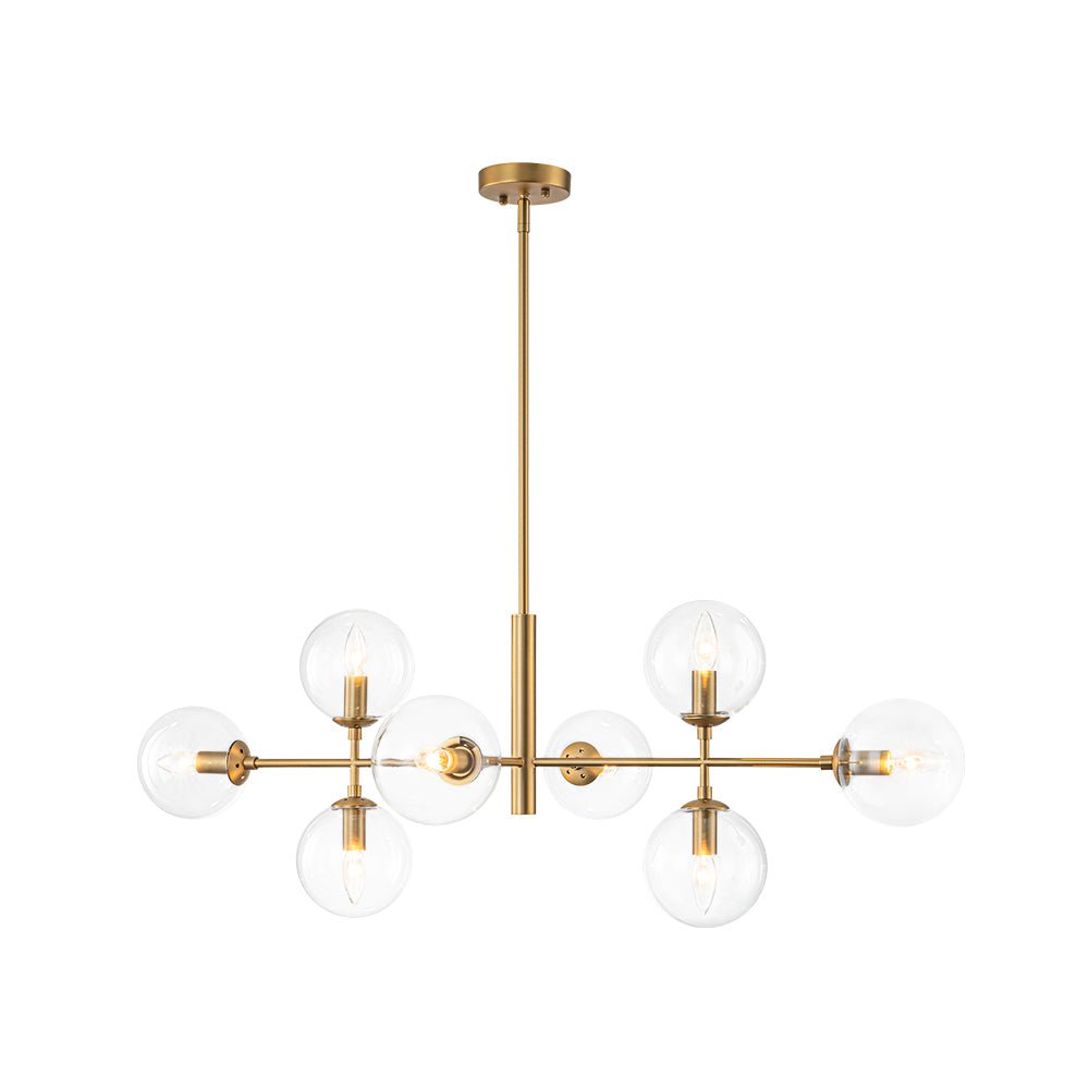 8-Light Linear Sputnik Clear Glass Bubble Chandelier