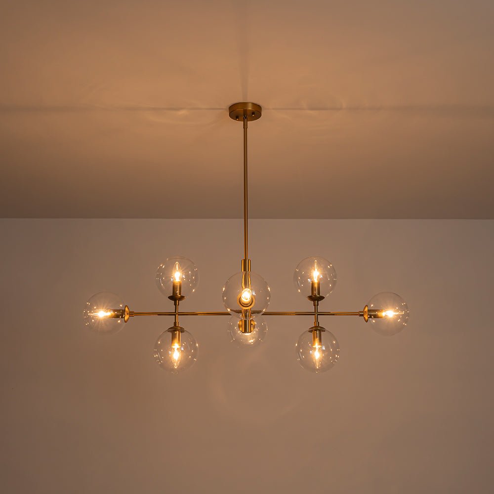 8-Light Linear Sputnik Clear Glass Bubble Chandelier