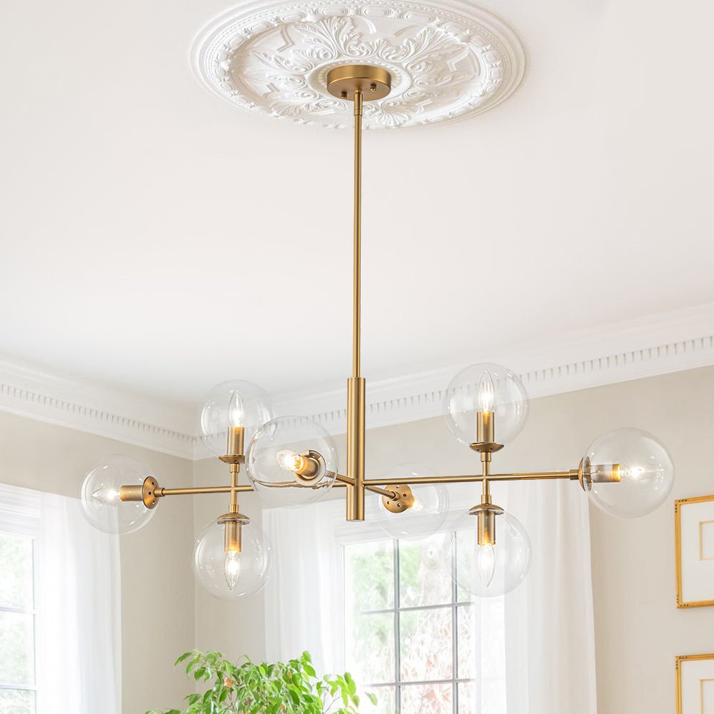 8-Light Linear Sputnik Clear Glass Bubble Chandelier