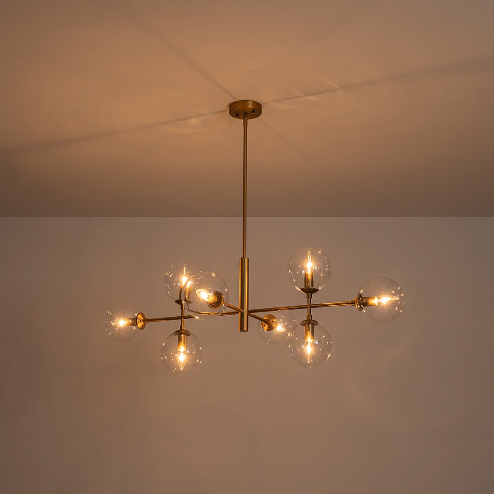 8-Light Linear Sputnik Clear Glass Bubble Chandelier