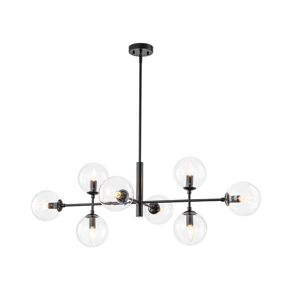 8-Light Linear Sputnik Clear Glass Bubble Chandelier