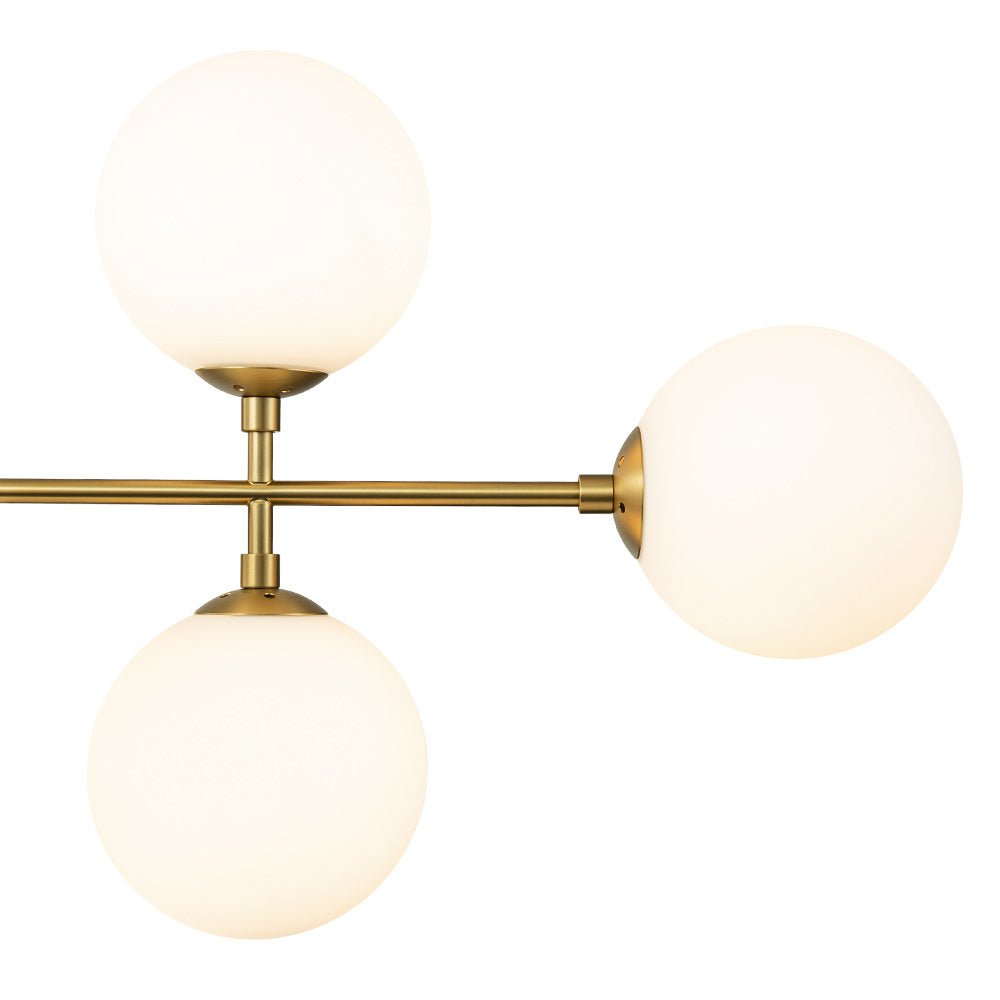 8-Light Linear Sputnik Frosted Glass Globe Chandelier 