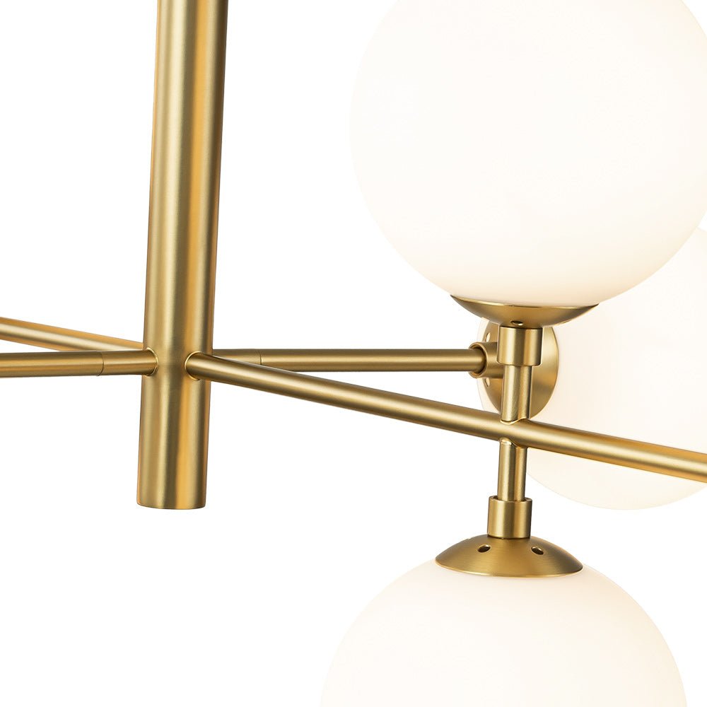 8-Light Linear Sputnik Frosted Glass Globe Chandelier 