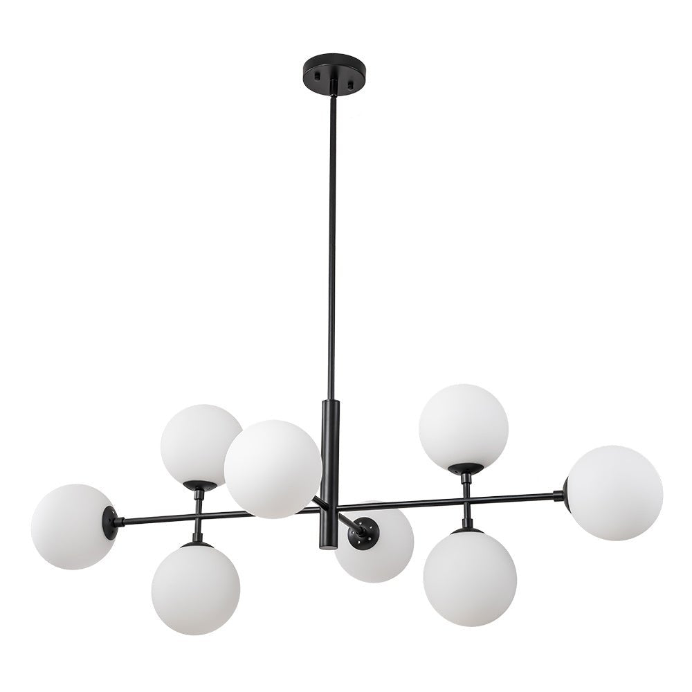 8-Light Linear Sputnik Frosted Glass Globe Chandelier 