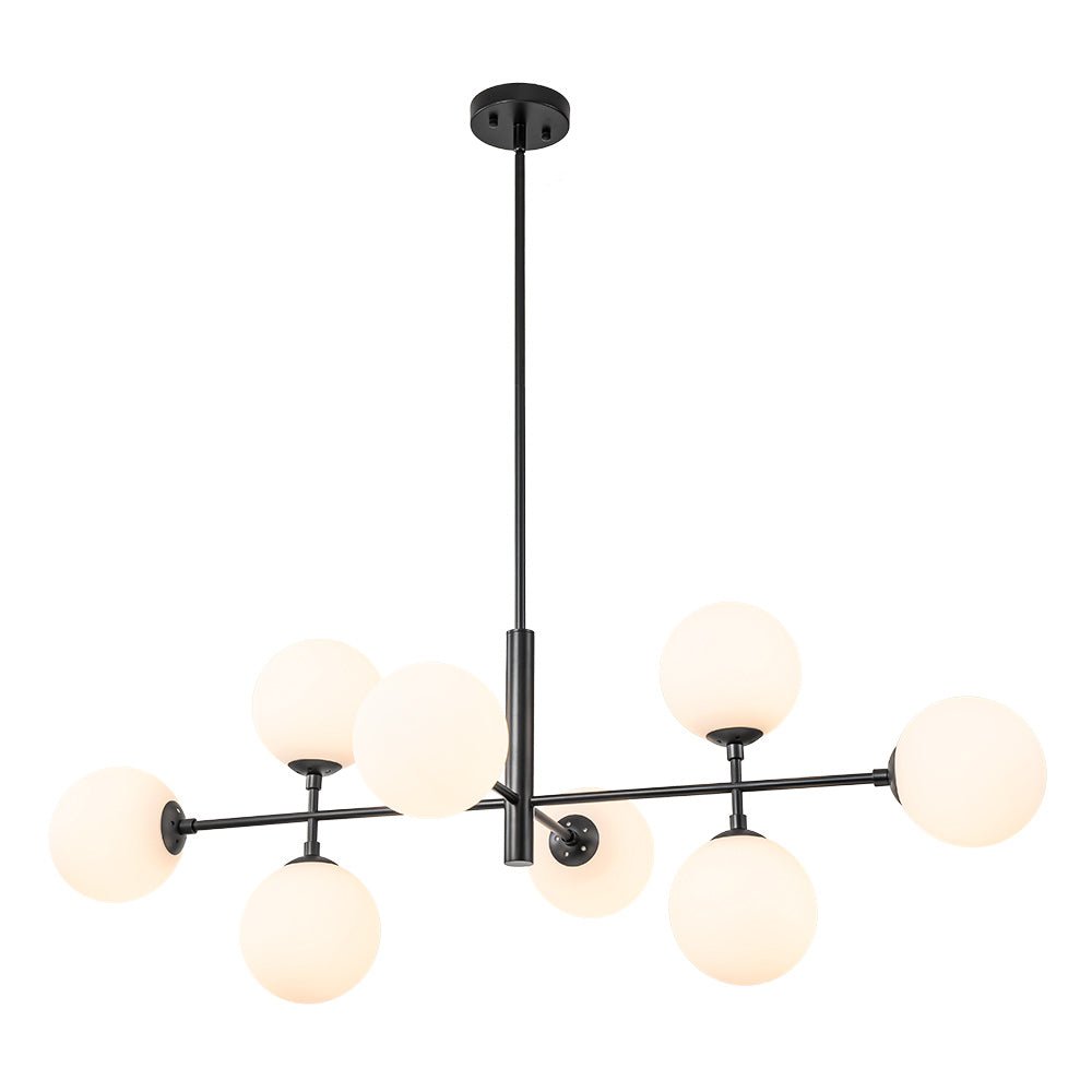 8-Light Linear Sputnik Frosted Glass Globe Chandelier 