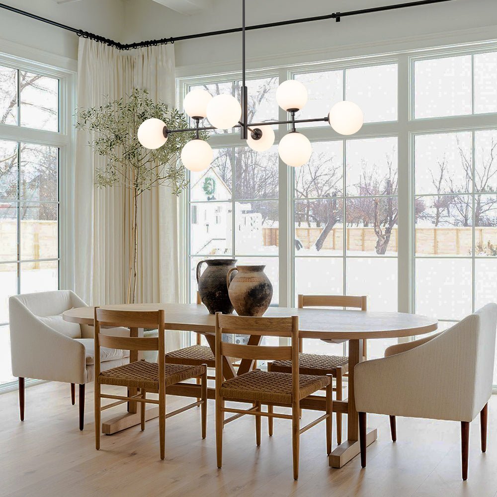 8-Light Linear Sputnik Frosted Glass Globe Chandelier 