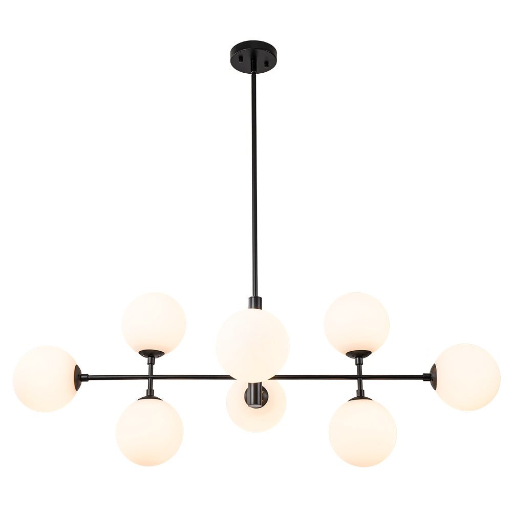 8-Light Linear Sputnik Frosted Glass Globe Chandelier 