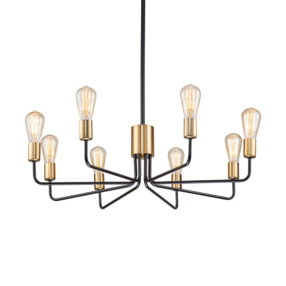 8-Light Mid Century Black Brass Sputnik Chandelier