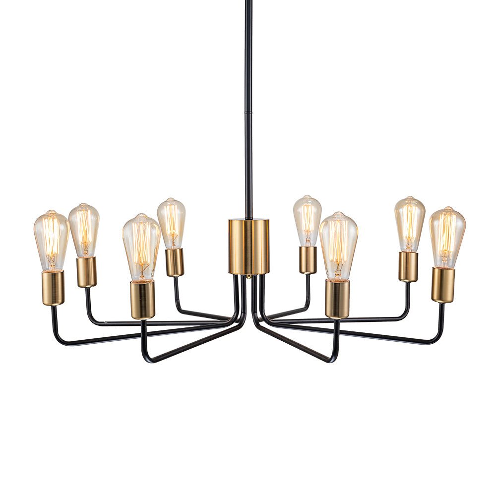 8-Light Mid Century Black Brass Sputnik Chandelier