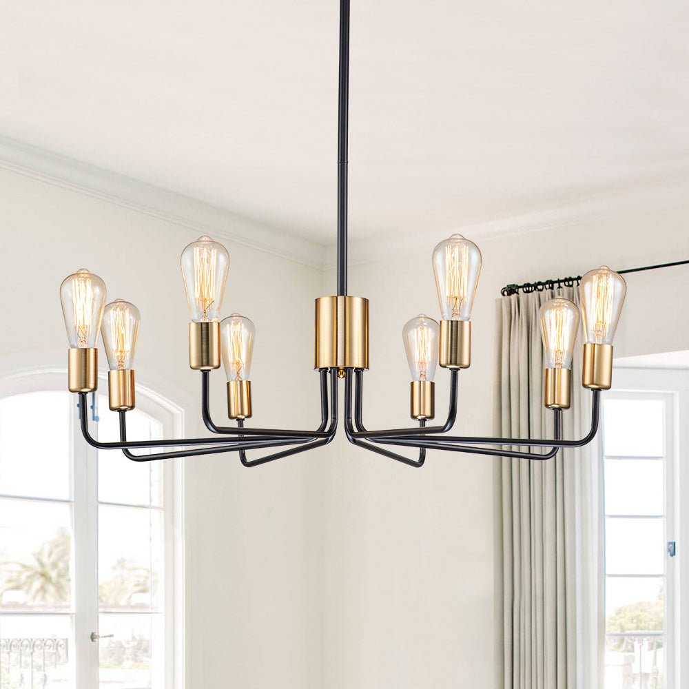8-Light Mid Century Black Brass Sputnik Chandelier