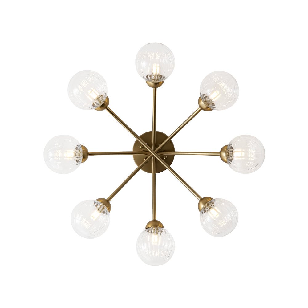 8-Light Ribbed Glass Bubble Sputnik Semi Flush Mount