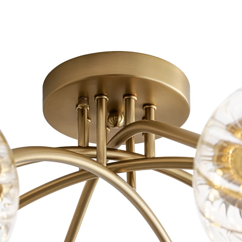 8-Light Ribbed Glass Bubble Sputnik Semi Flush Mount