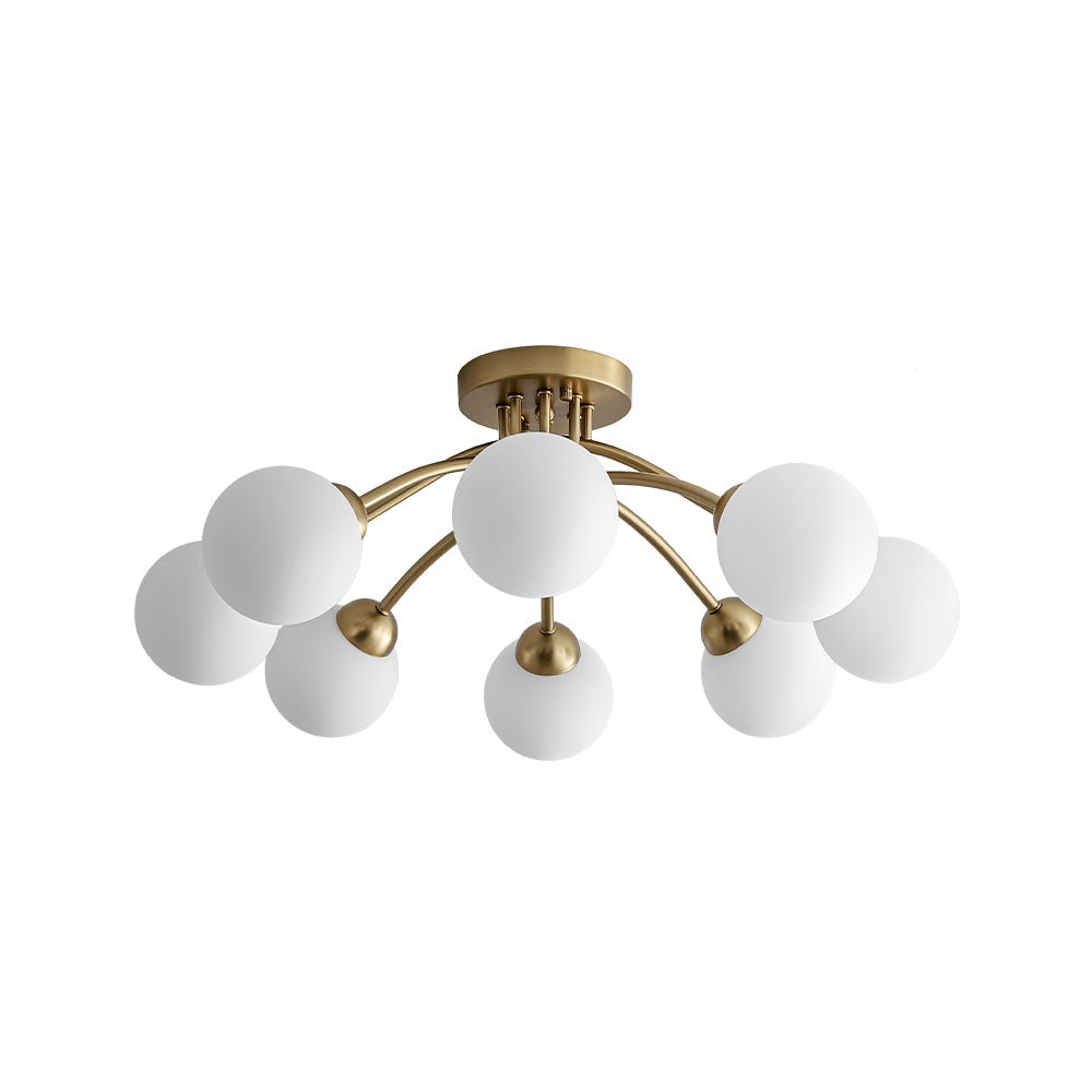 8-Light Sputnik Milky Glass Bubble Semi Flush Mount