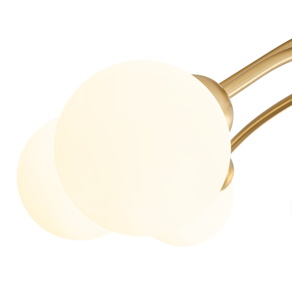 8-Light Sputnik Milky Glass Bubble Semi Flush Mount