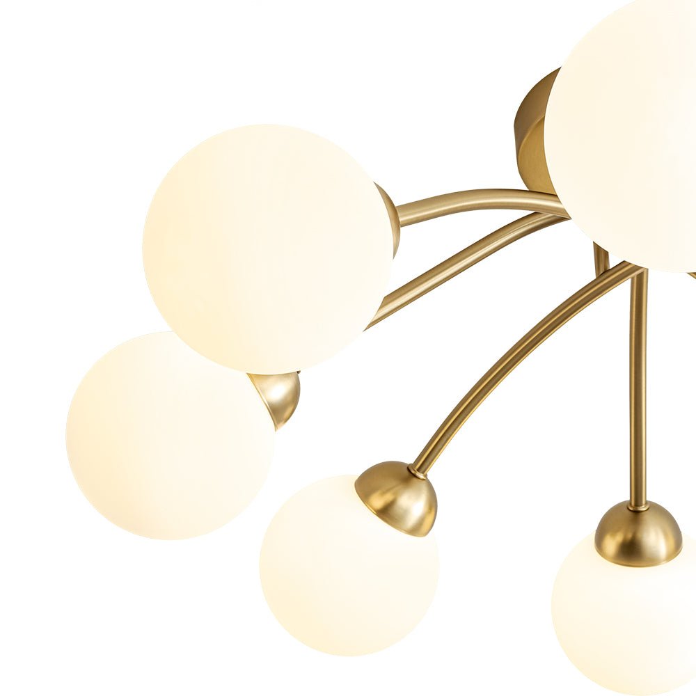 8-Light Sputnik Milky Glass Bubble Semi Flush Mount