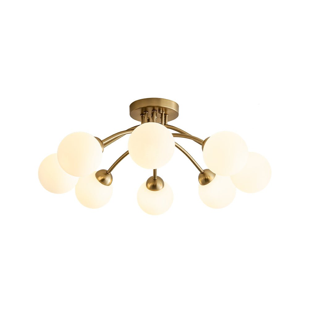 8-Light Sputnik Milky Glass Bubble Semi Flush Mount