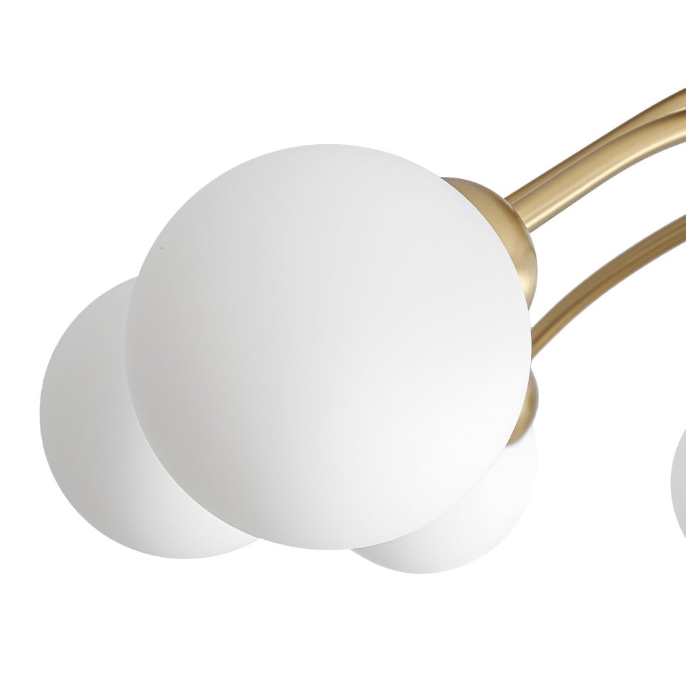 8-Light Sputnik Milky Glass Bubble Semi Flush Mount