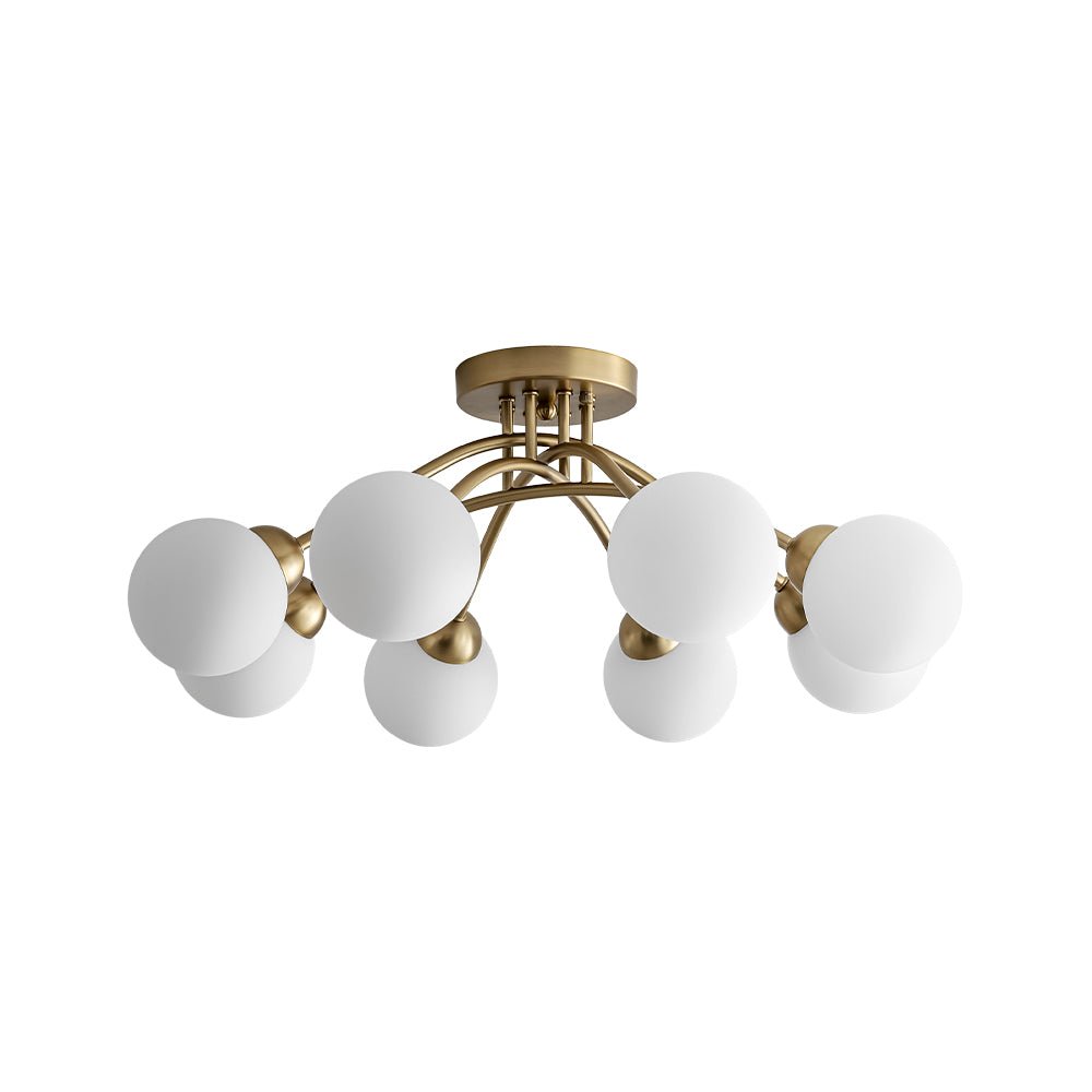 8-Light Sputnik Milky Glass Bubble Semi Flush Mount