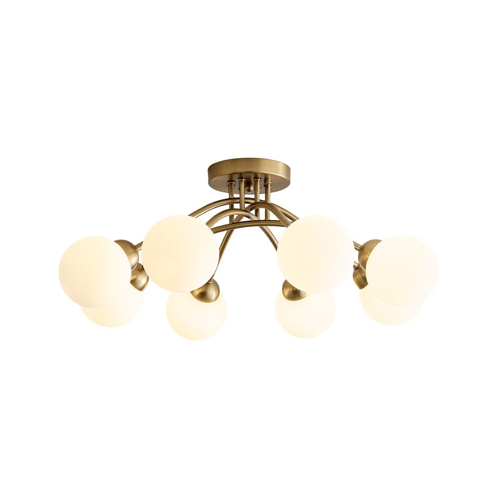 8-Light Sputnik Milky Glass Bubble Semi Flush Mount