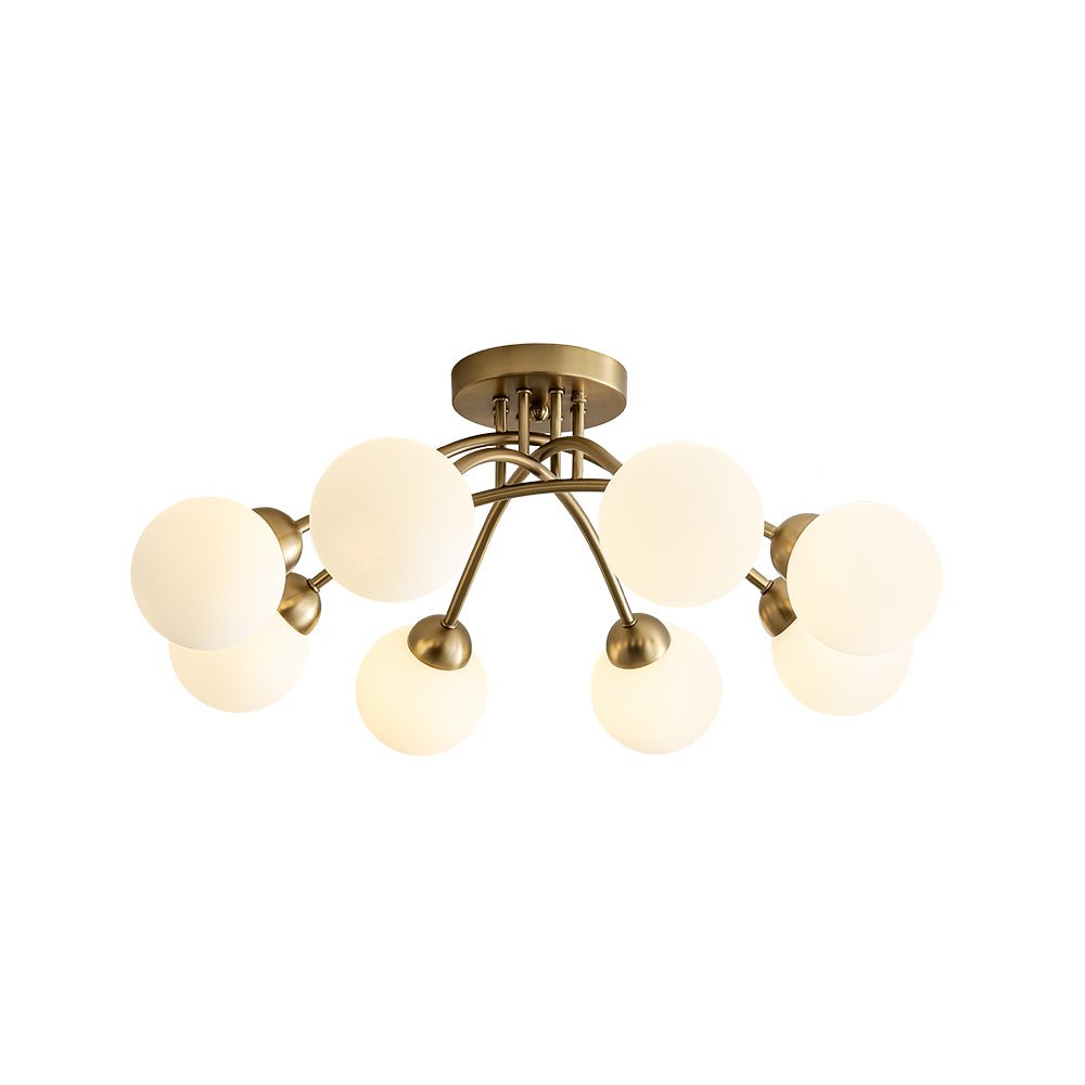 8-Light Sputnik Milky Glass Bubble Semi Flush Mount