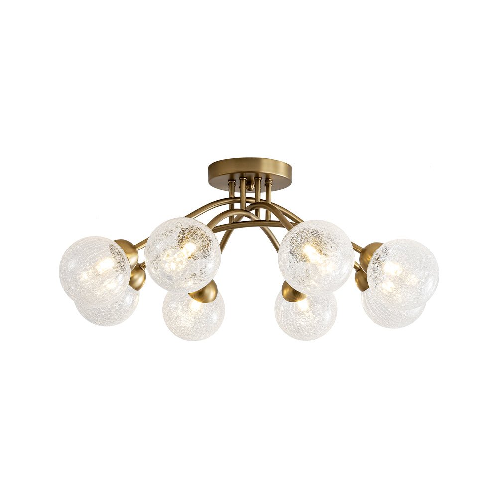8-Light Textured Crackle Glass Globe Semi Flush Mount