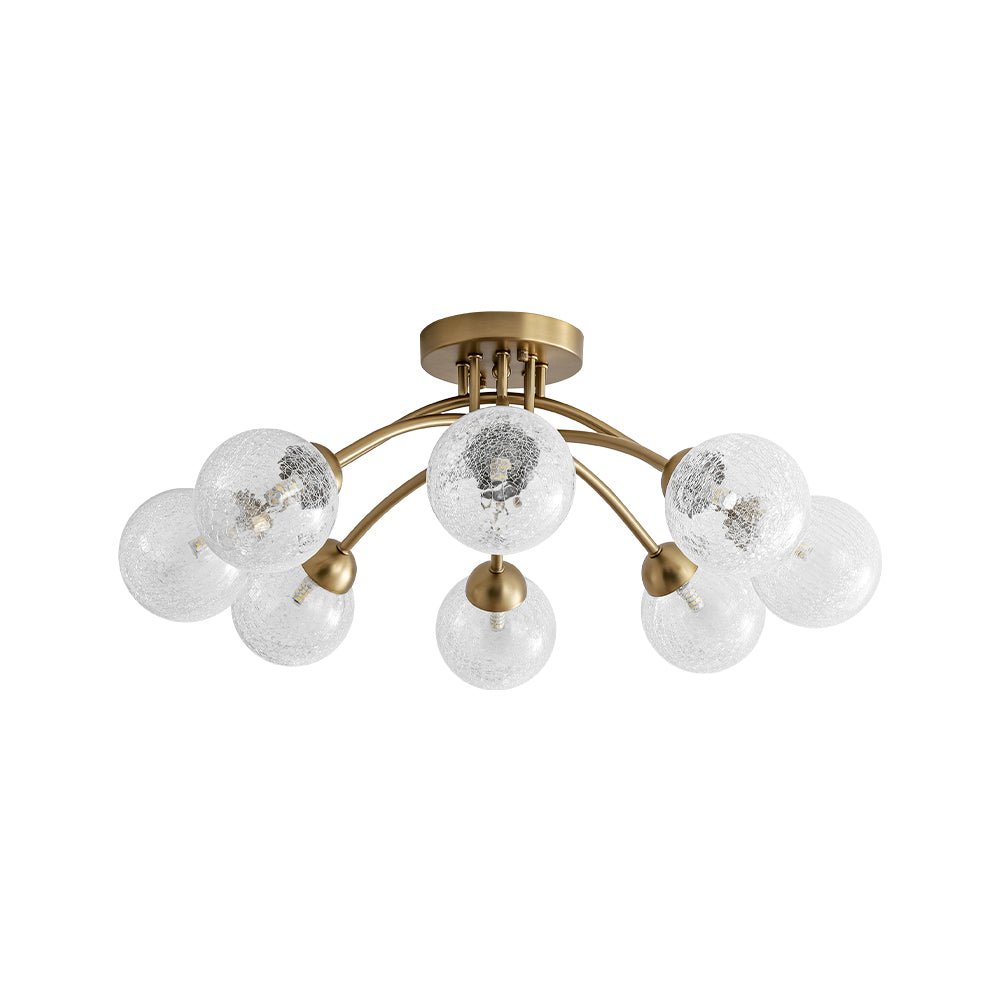 8-Light Textured Crackle Glass Globe Semi Flush Mount