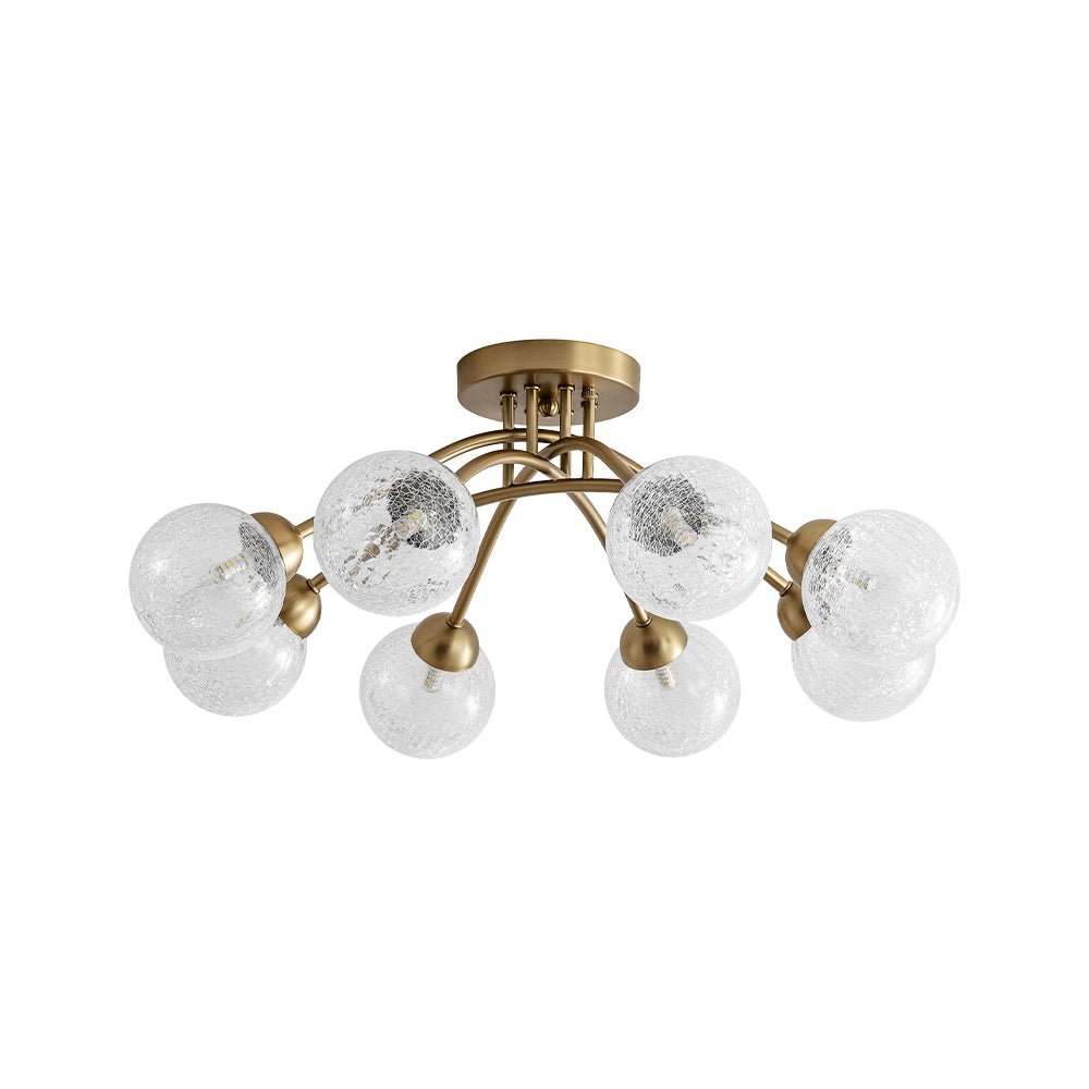 8-Light Textured Crackle Glass Globe Semi Flush Mount