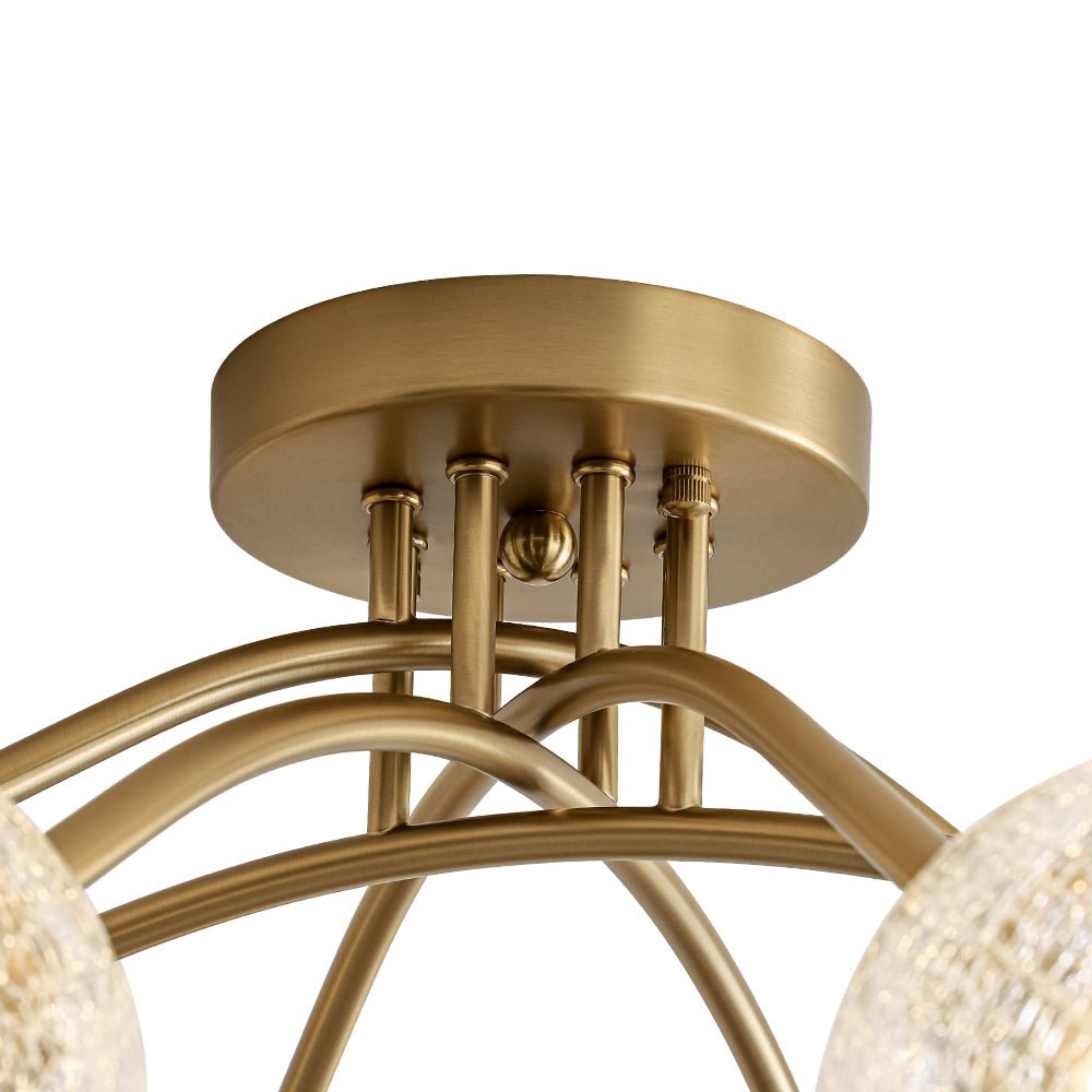 8-Light Textured Crackle Glass Globe Semi Flush Mount