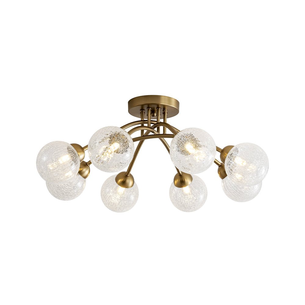 8-Light Textured Crackle Glass Globe Semi Flush Mount