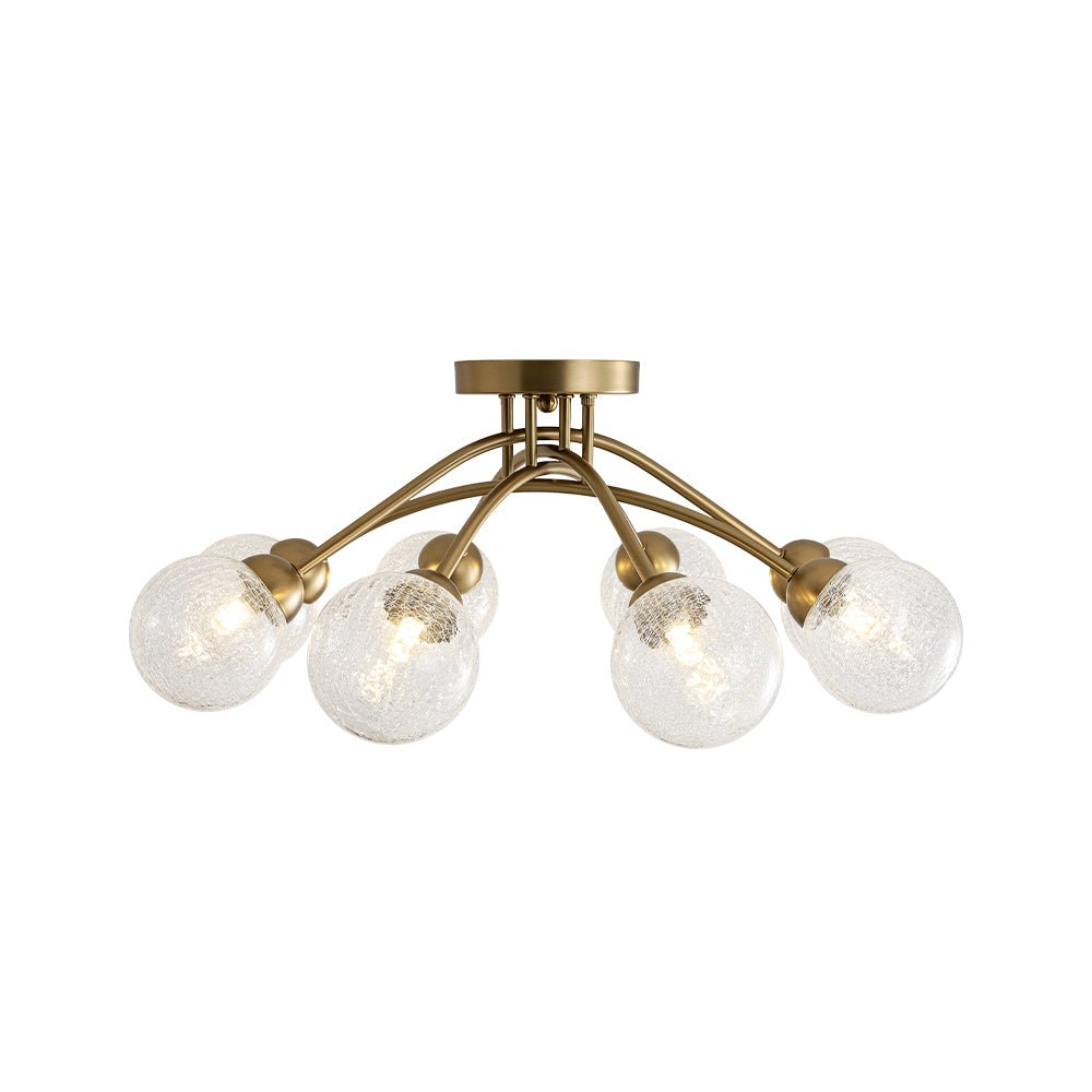 8-Light Textured Crackle Glass Globe Semi Flush Mount