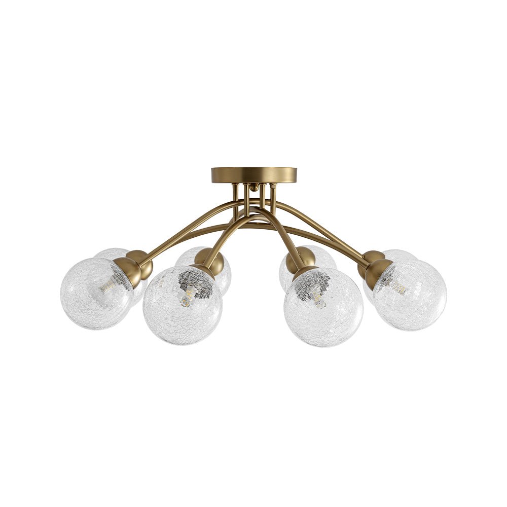 8-Light Textured Crackle Glass Globe Semi Flush Mount