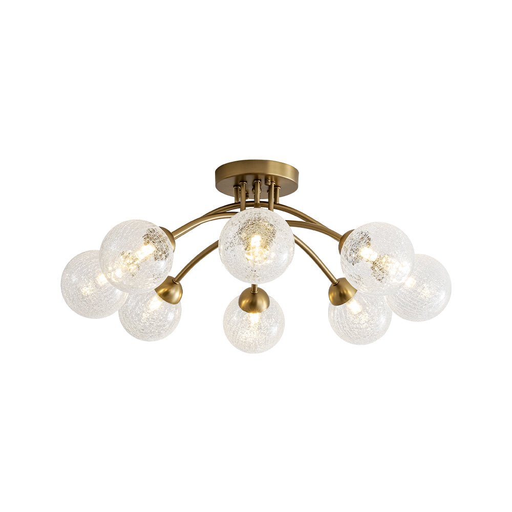 8-Light Textured Crackle Glass Globe Semi Flush Mount