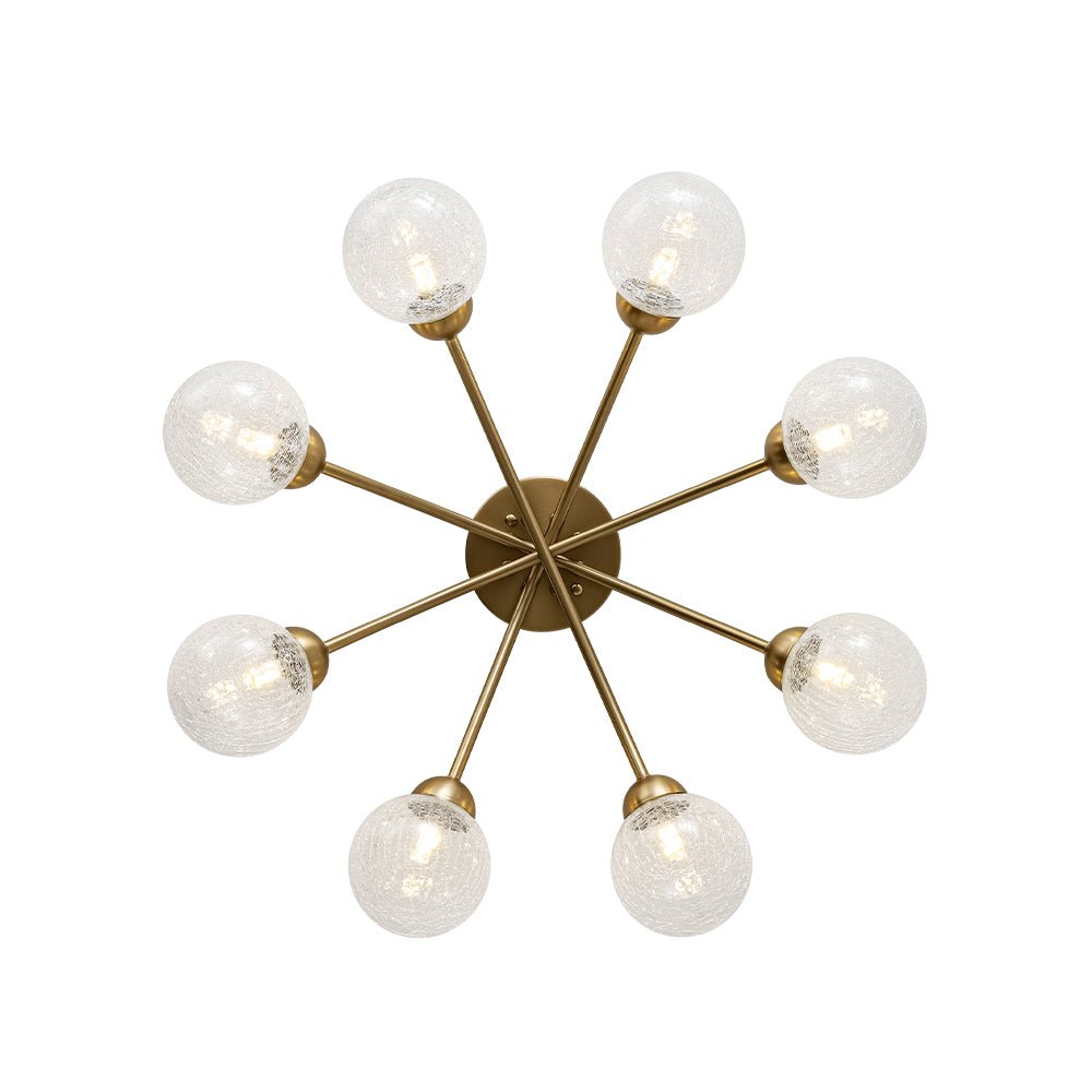8-Light Textured Crackle Glass Globe Semi Flush Mount