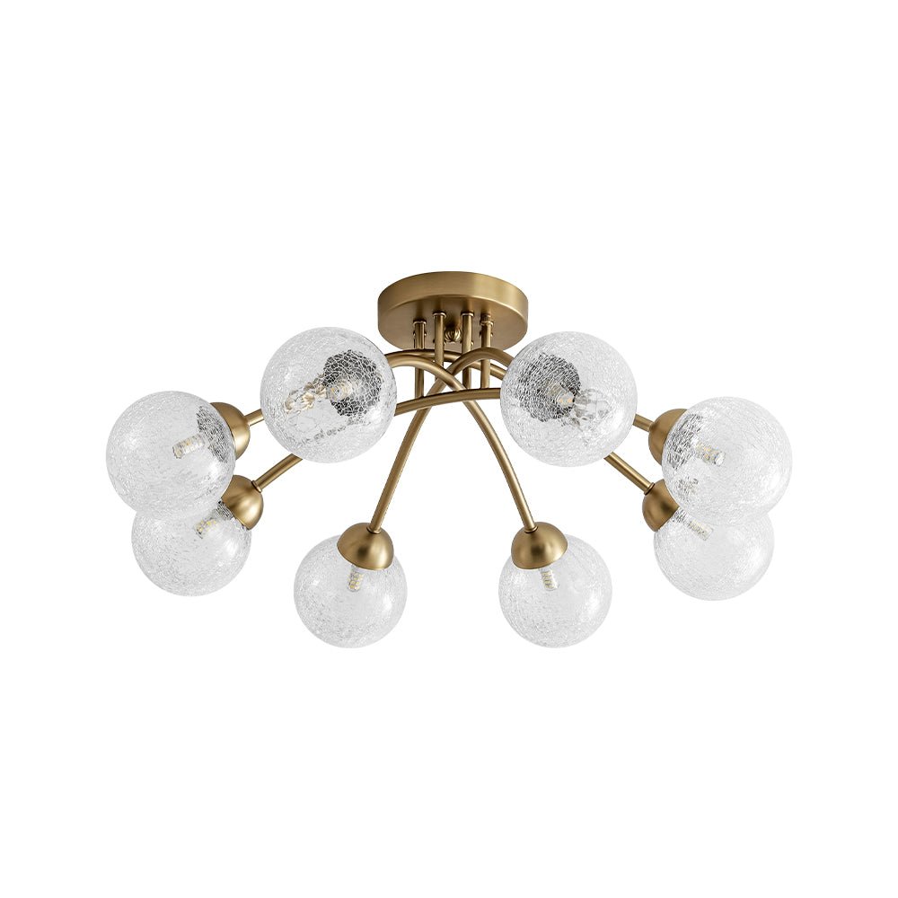 8-Light Textured Crackle Glass Globe Semi Flush Mount