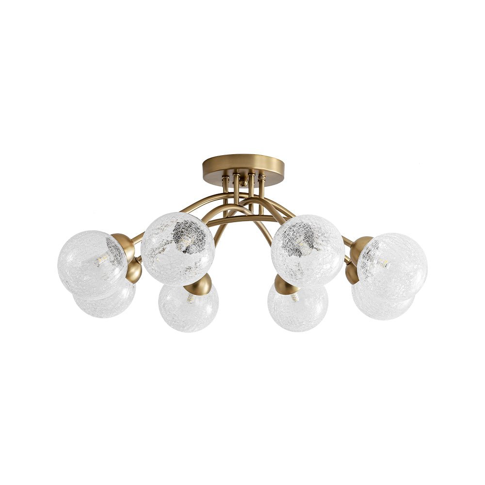 8-Light Textured Crackle Glass Globe Semi Flush Mount