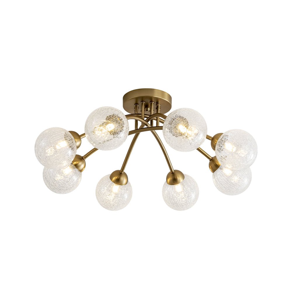 8-Light Textured Crackle Glass Globe Semi Flush Mount