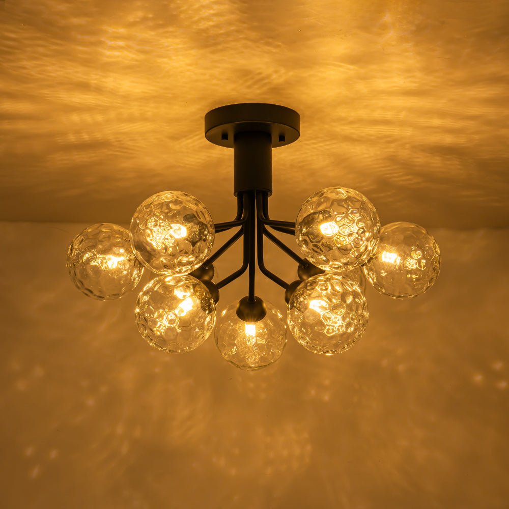 9-Light Bloom Water Glass Globe Tiered Sputnik Ceiling Light