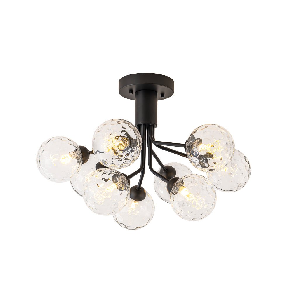 9-Light Bloom Water Glass Globe Tiered Sputnik Ceiling Light