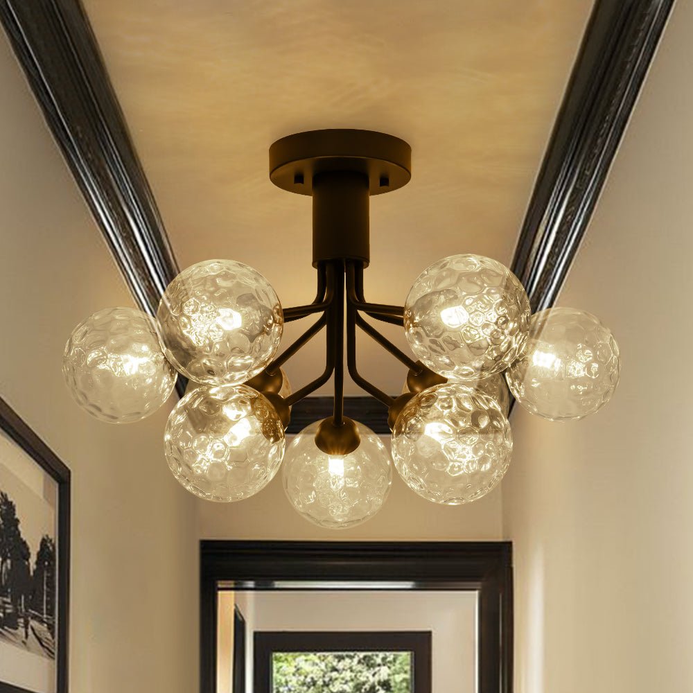 9-Light Bloom Water Glass Globe Tiered Sputnik Ceiling Light