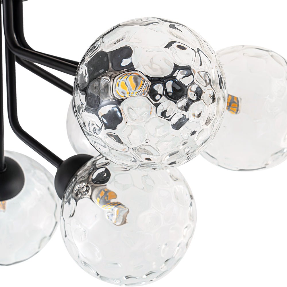 9-Light Bloom Water Glass Globe Tiered Sputnik Ceiling Light