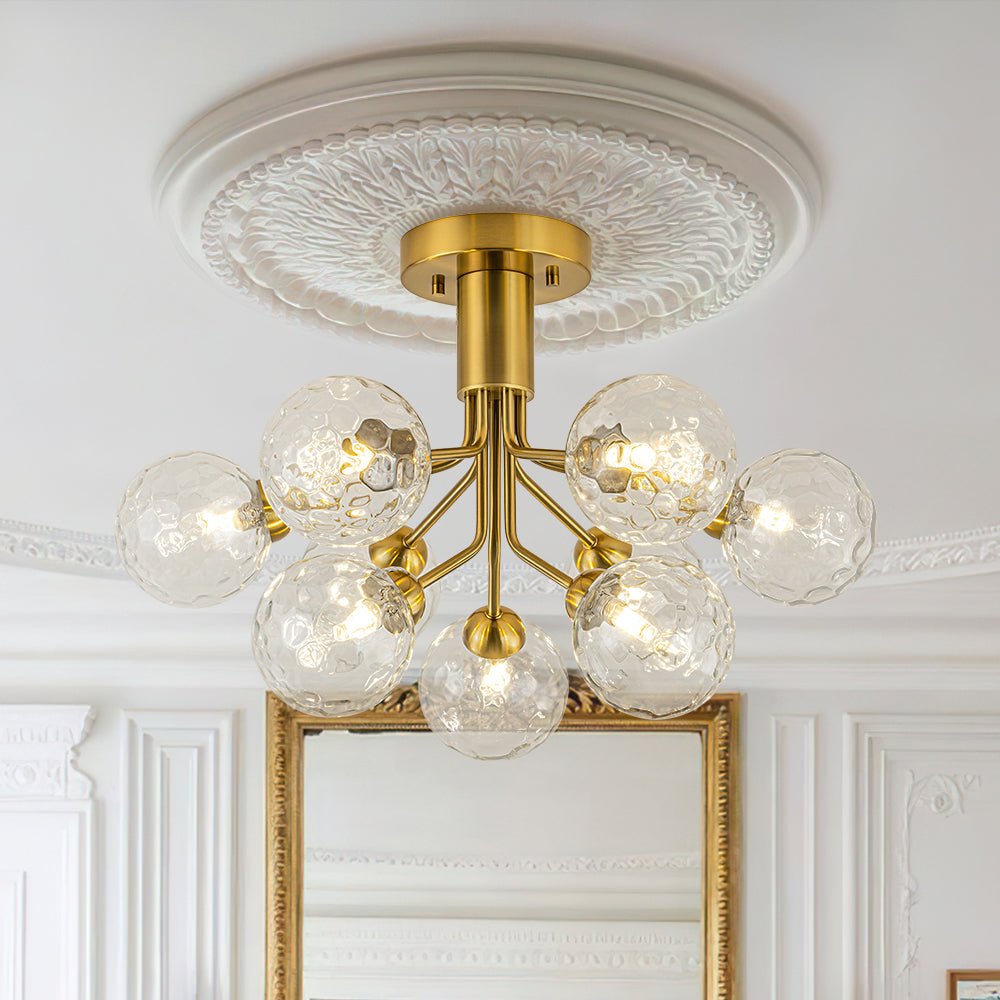 9-Light Bloom Water Glass Globe Tiered Sputnik Ceiling Light