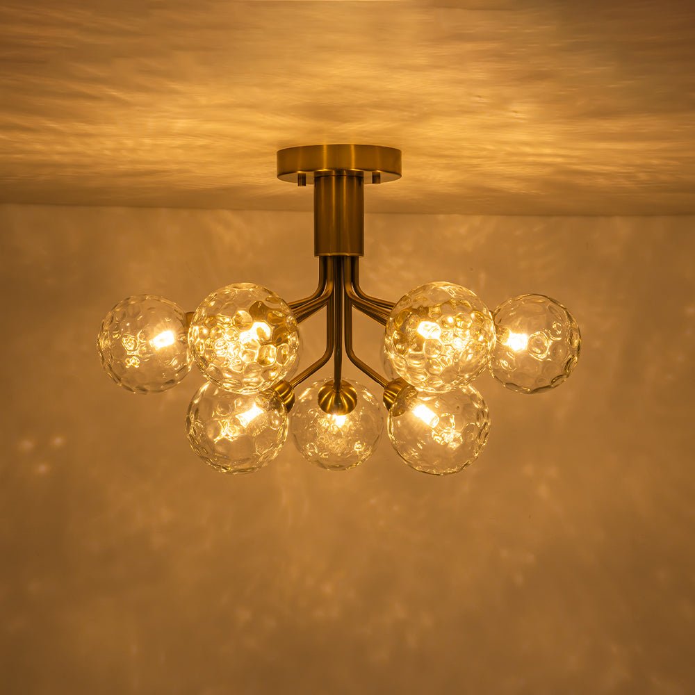 9-Light Bloom Water Glass Globe Tiered Sputnik Ceiling Light
